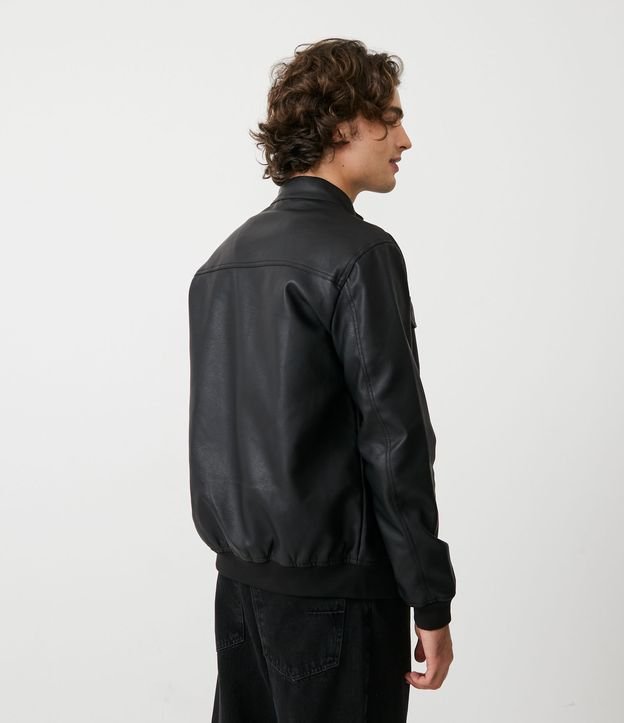 Chaqueta en Material Sintético Liso con Capucha Algodón Negro 7