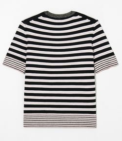 Blusa Manga Curta Listrada com Fio Metalizado em Tricô - Renner