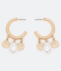 Brinco de Argola com Pingentes de Medalhas