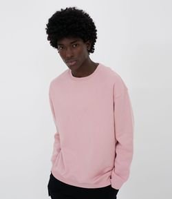 Blusão Fechado Básico em Moletom com Detalhes em Ribana