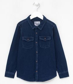 Camisa Infantil em Jeans - Tam 5 a 14 anos