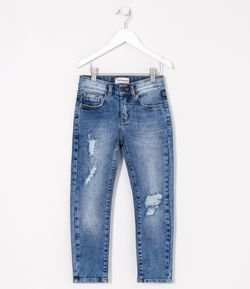 Calça Infantil em Jeans com Puídos - Tam 5 a 14 anos