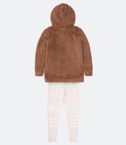 Pijama Fleece Calça Manga Longa com Bordado Bear Hugs Capuz e Orelhas -  Renner