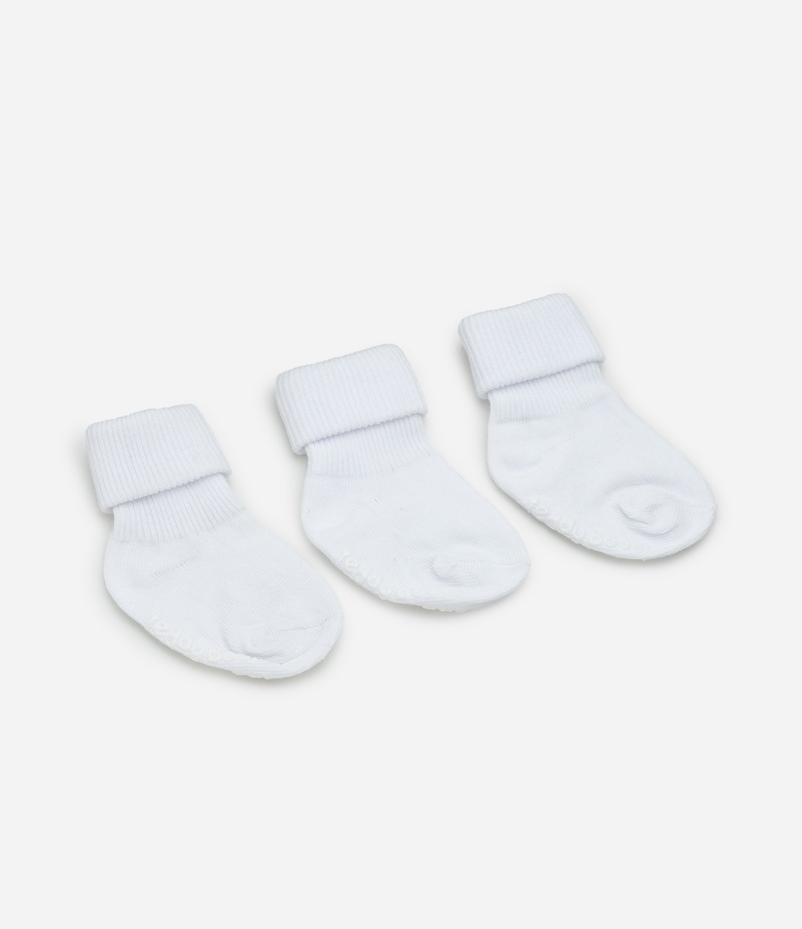 Kit 03 Pares de Meias Infantil com Dobra Dupla - Tam 0 a 12 meses Branco 2