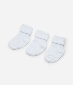 Kit 03 Pares de Meias Infantil com Dobra Dupla - Tam 0 a 12 meses