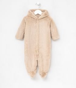 Macacão Infantil em Fleece Capuz com Orelhinhas - Tam 0 a 18 meses