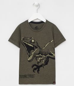 Camiseta Infantil Estampa Jurassic Park - Tam 5 a 14 anos