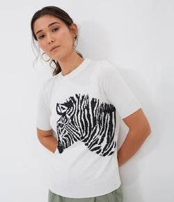 Blusa Manga Curta Estampa Zebra