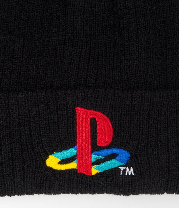 Gorro Infantil con Barra Doblada y Pompón - Talle  U Negro 3