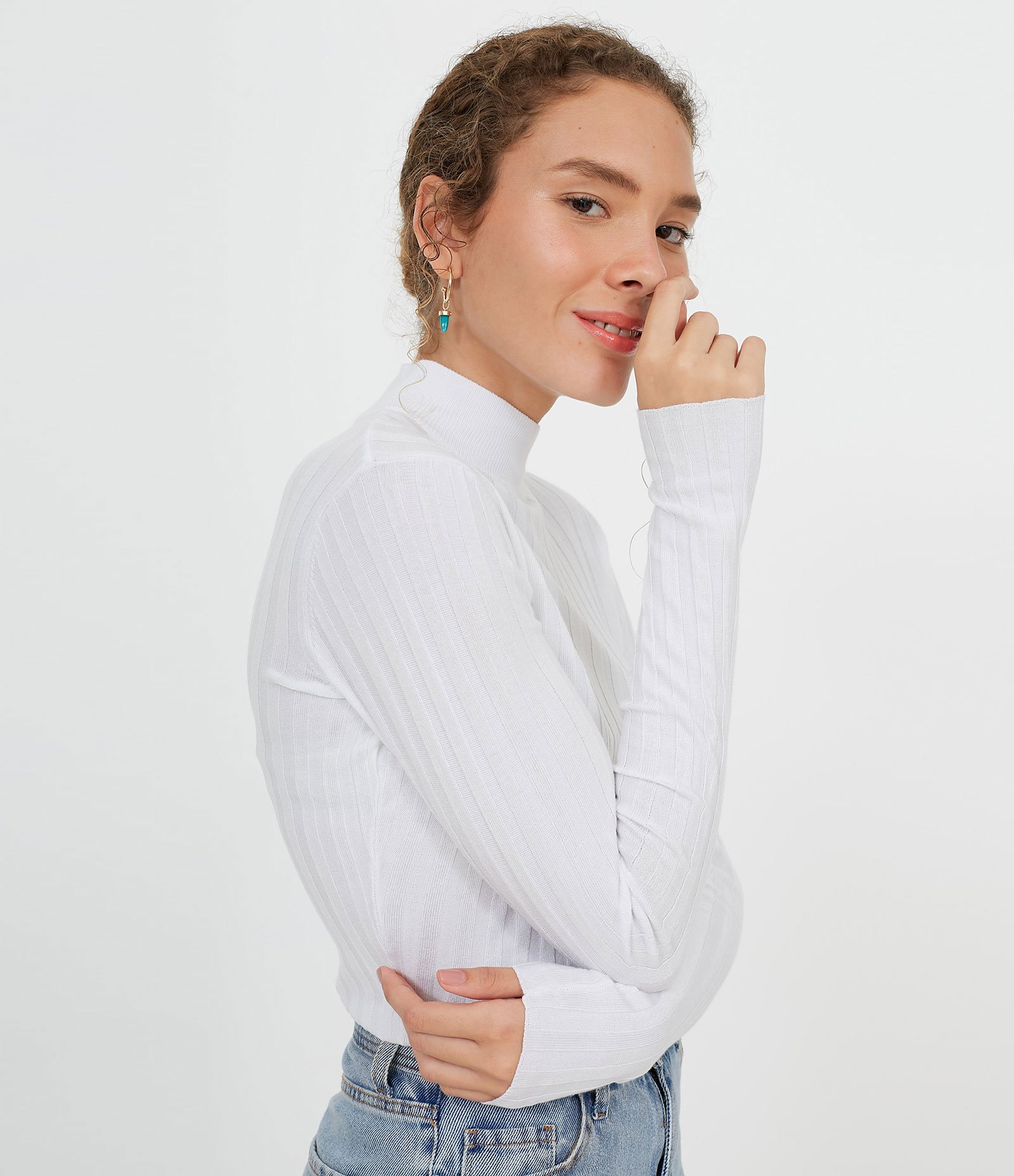 Blusa em Tricô Canelado com Gola Alta e Manga Longa 3