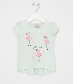 Blusa Infantil Estampa Flamingos - Tam 1 a 4 anos