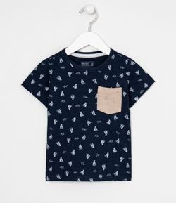 Camiseta Infantil Estampa de Barquinhos - Tam 1 a 4 anos