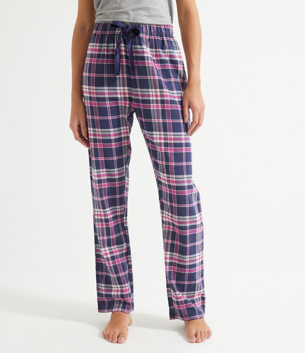 calça de pijama xadrez feminina