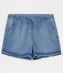 Short Jeans Liso com Amarração Curve & Plus Size