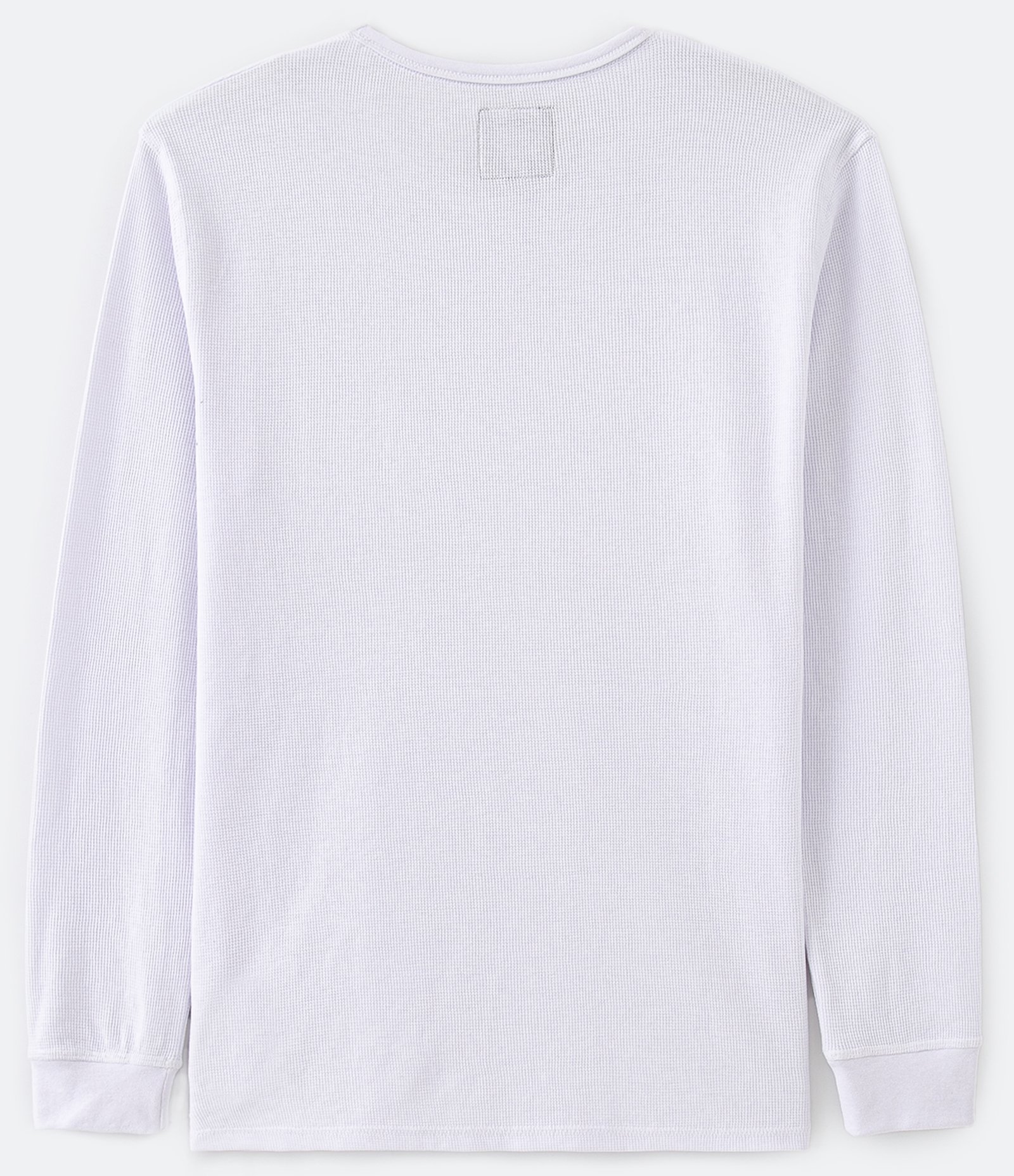 Camiseta Regular em Algodão com Textura Waffle e Manga Longa Branco 5