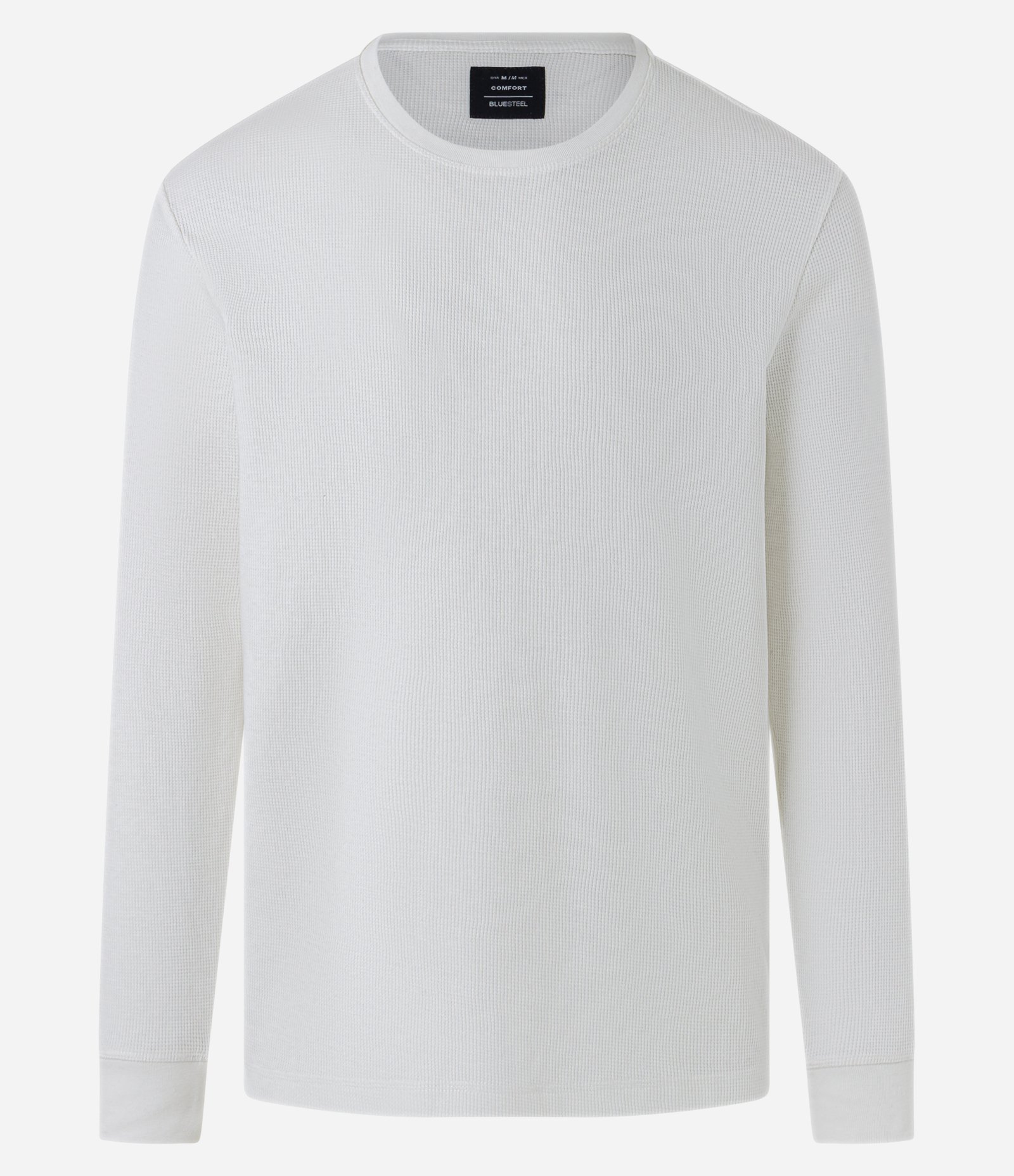 Camiseta Regular em Algodão com Textura Waffle e Manga Longa Branco 7