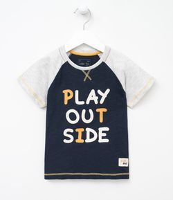 Camiseta Infantil Manga Curta Estampa Play Out Side - Tam 1 a 4 anos 
