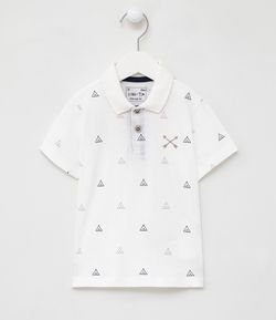 Camiseta Infantil Estampada com Gola Polo - Tam 1 a 4 anos