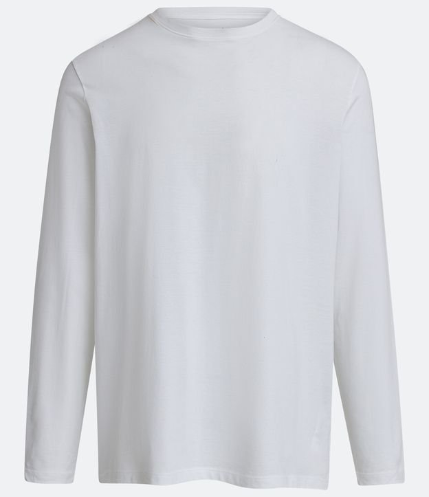 Camiseta Comfort Básica em Algodão com Manga Longa Branco 5