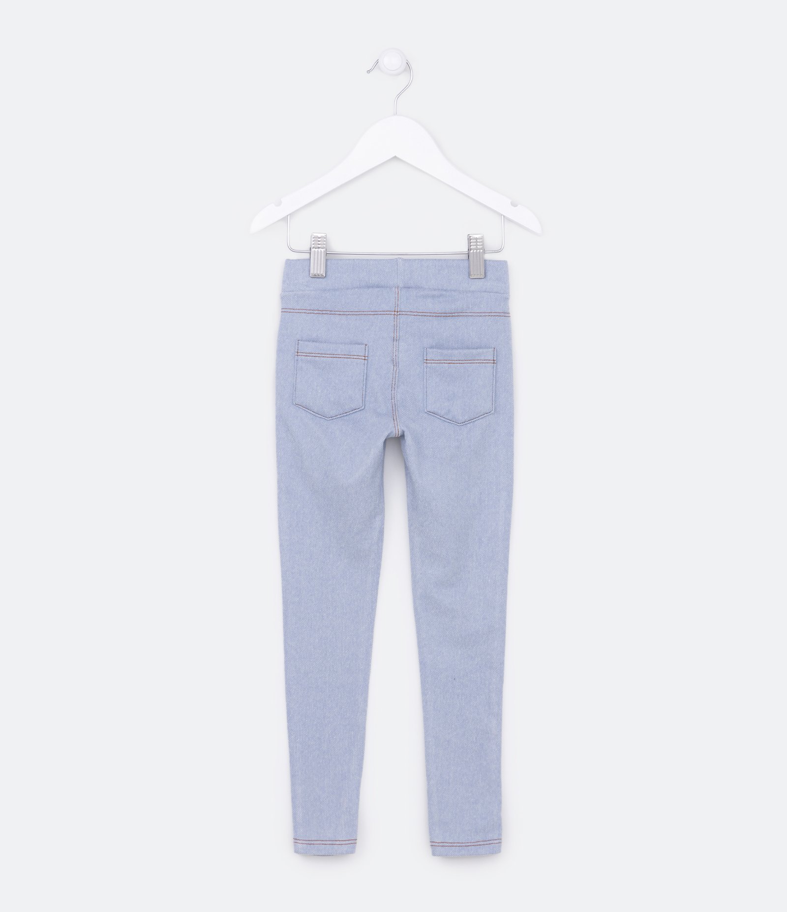 Calça Legging Infantil Básica com Pesponto Contrastante - Tam 5 a 14 Anos Azul Claro 2