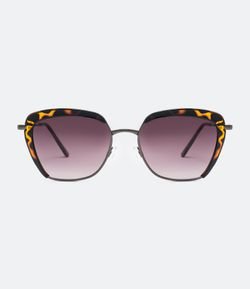 Óculos de Sol Feminino Quadrado Detalhe Tartaruga