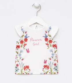 Blusa Infantil Estampa Floral - Tam 0 a 18 meses