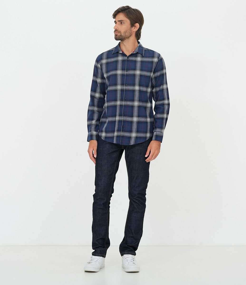 Camisa Comfort em Flanela Xadrez Menor preço em Camisa Comfort em Flanela Xadrez