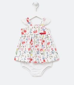 Vestido Infantil Floral com Calcinha -Tam 0 a 18 meses