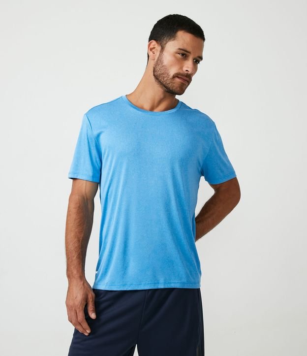 Camiseta Esportiva Básica Dy Fit com Manga Curta Azul Claro 2