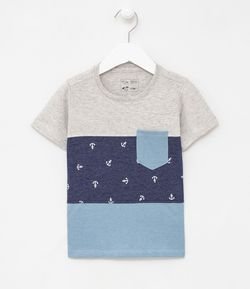 Camiseta Infantil Estampa de Âncoras - Tam 1 a 4 anos