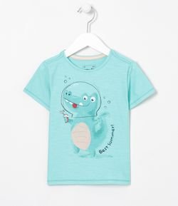Camiseta Infantil Estampa Jacaré com Capacete - Tam 1 a 4 anos