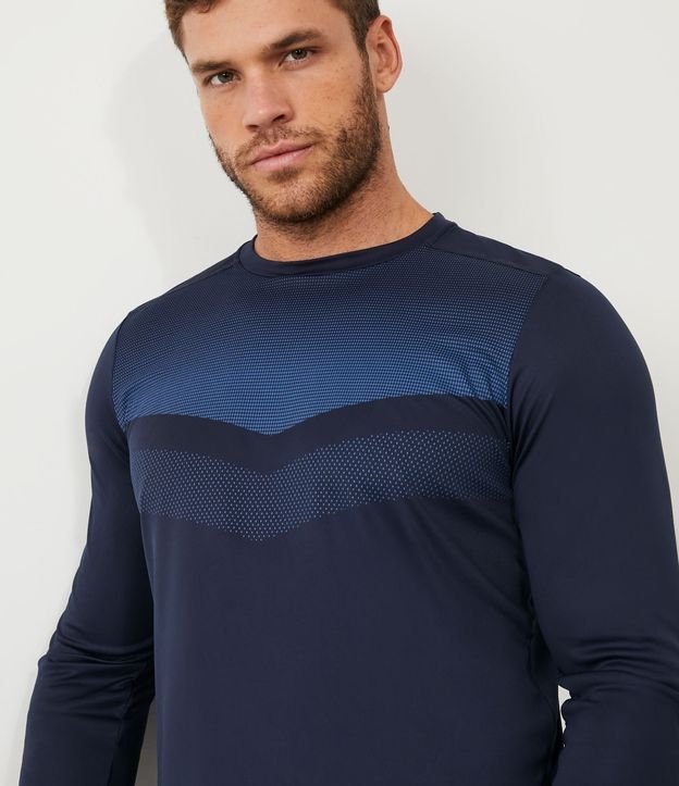Camiseta Esportiva Manga Longa com Proteção UV Azul 4