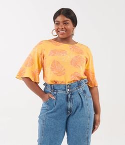 Blusa Folhagem com Babados Curve & Plus Size