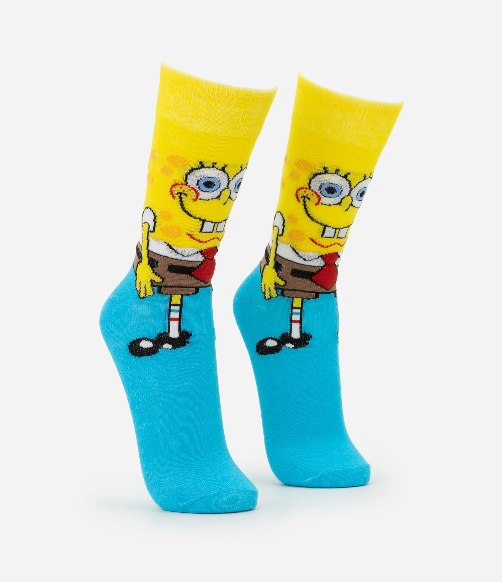 Meia Cano Longo com Estampa Bob Esponja Amarelo/Azul 2