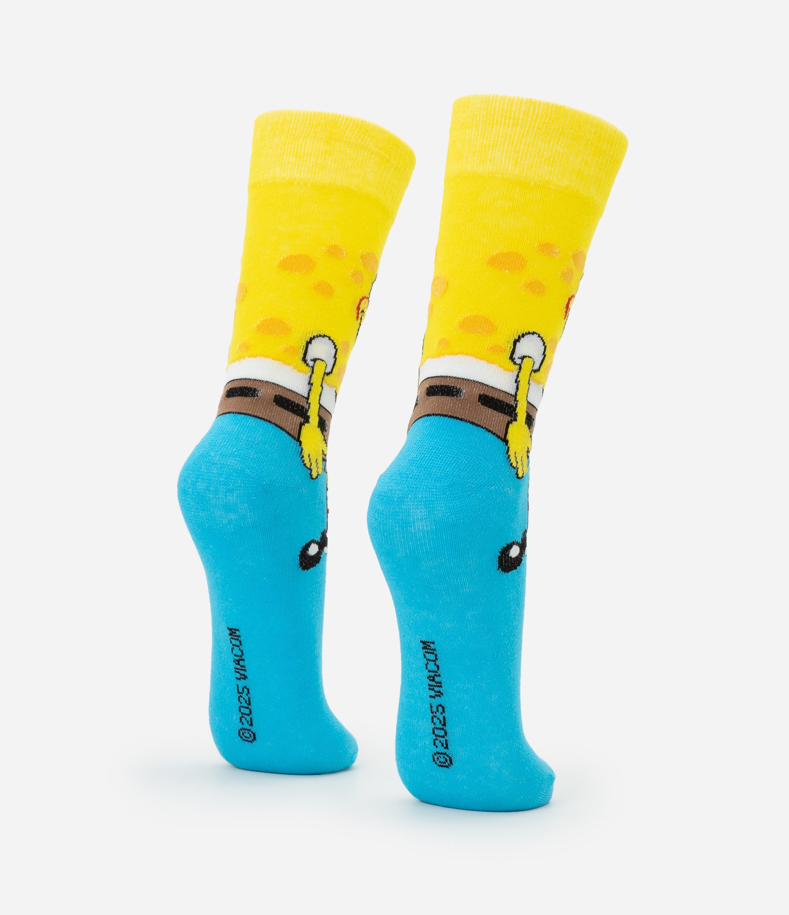Meia Cano Longo com Estampa Bob Esponja Amarelo/Azul 3