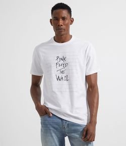 Camiseta Manga Curta em Algodão com Estampa The Wall Pink Floyd