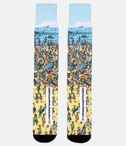 Meia Cano Longo Estampa Onde Está Wally