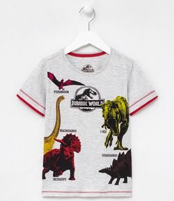 Camiseta Infantil Estampa Dinossauros Jurassic World - Tam 5 a 14 anos