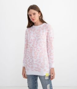 Suéter Animal Print com Pelos