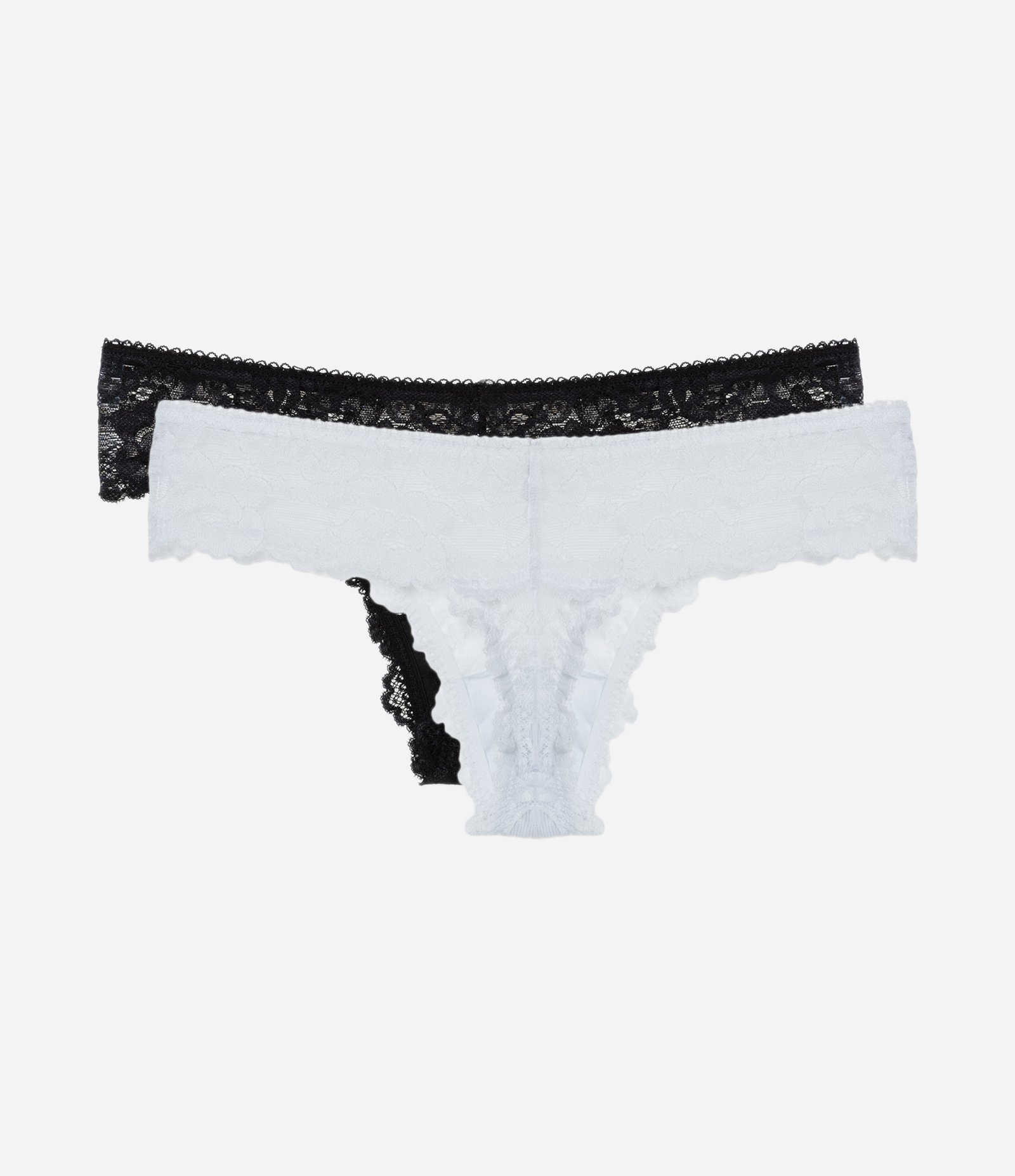 Kit 02 Calcinhas Biquíni em Renda Floral Branco/Preto 4