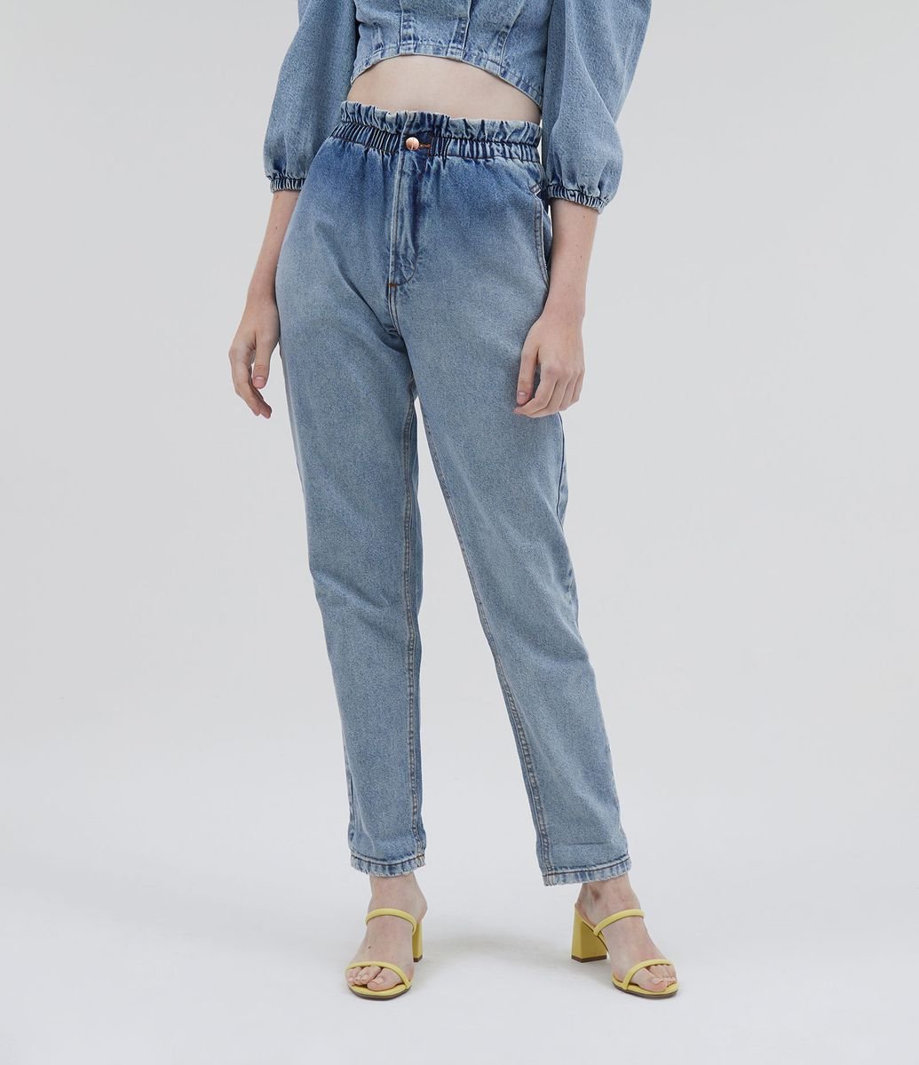 calça cintura alta com elastico