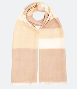 Lenço Leve com Blocos de Cor em Tom Areia