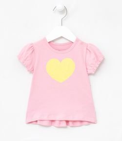 Blusa Infantil Estampa de Coração - Tam 0 a 18 meses