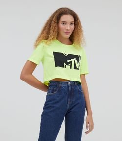 Blusa Cropped com Estamps MTV