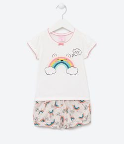 Pijama Infantil Estampa de Arco Íris - Tam 1 a 4 anos