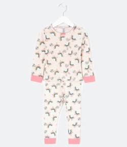 Pijama Infantil em Ribana Estampa Arco-Íris - Tam 1 a 4 anos
