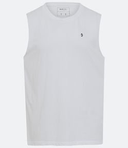 Regata Machão em Meia Malha com Lettering e Corte a Fio