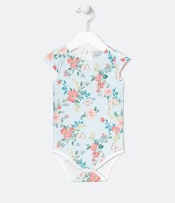 Body Infantil Estampa Floral com Borboletas - Tam 0 a 18 meses