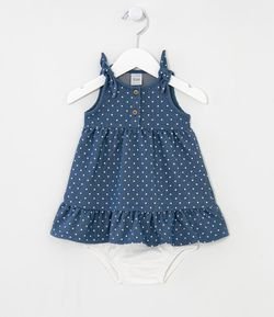 Vestido Infantil Estampa Poá com Calcinha - Tam 0 a 18 meses
