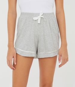 Short de Pijama em Viscolycra com Amarração na Cintura e Viés Contrastante